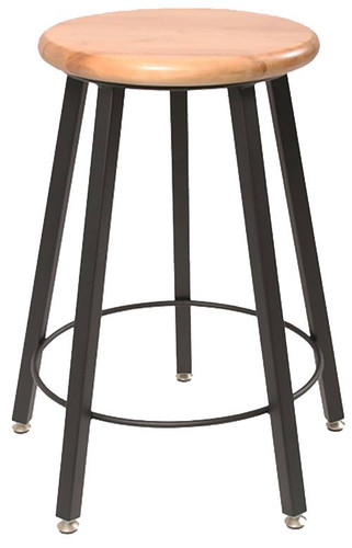 Wisconsin Bench 5-Legged Square Tube Stool, Fixed-Height, 24", Black Laminate Seat