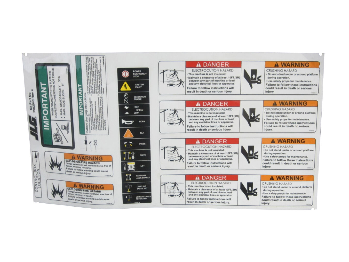 JLG Part # 2902040 – Decal Multi-Color(Eng) Kit