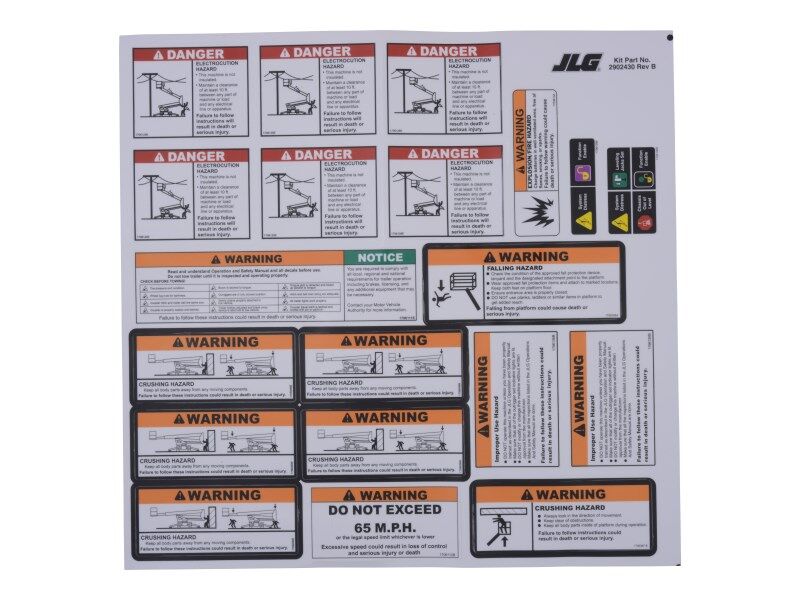 JLG Part # 2902430 – Decal (Dom) Kit | Fits JLG ET350 / T350