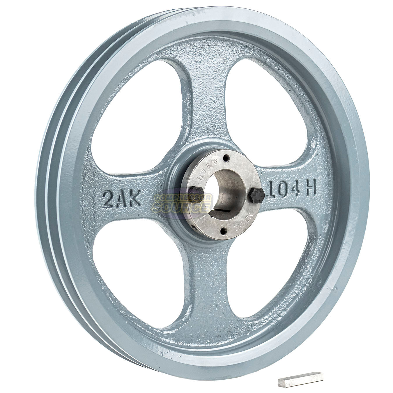 10.25" Double Groove A Section 4L Sheave with 1-3/8" (1.375") H-Style Split Taper Bushing - 2AK104H