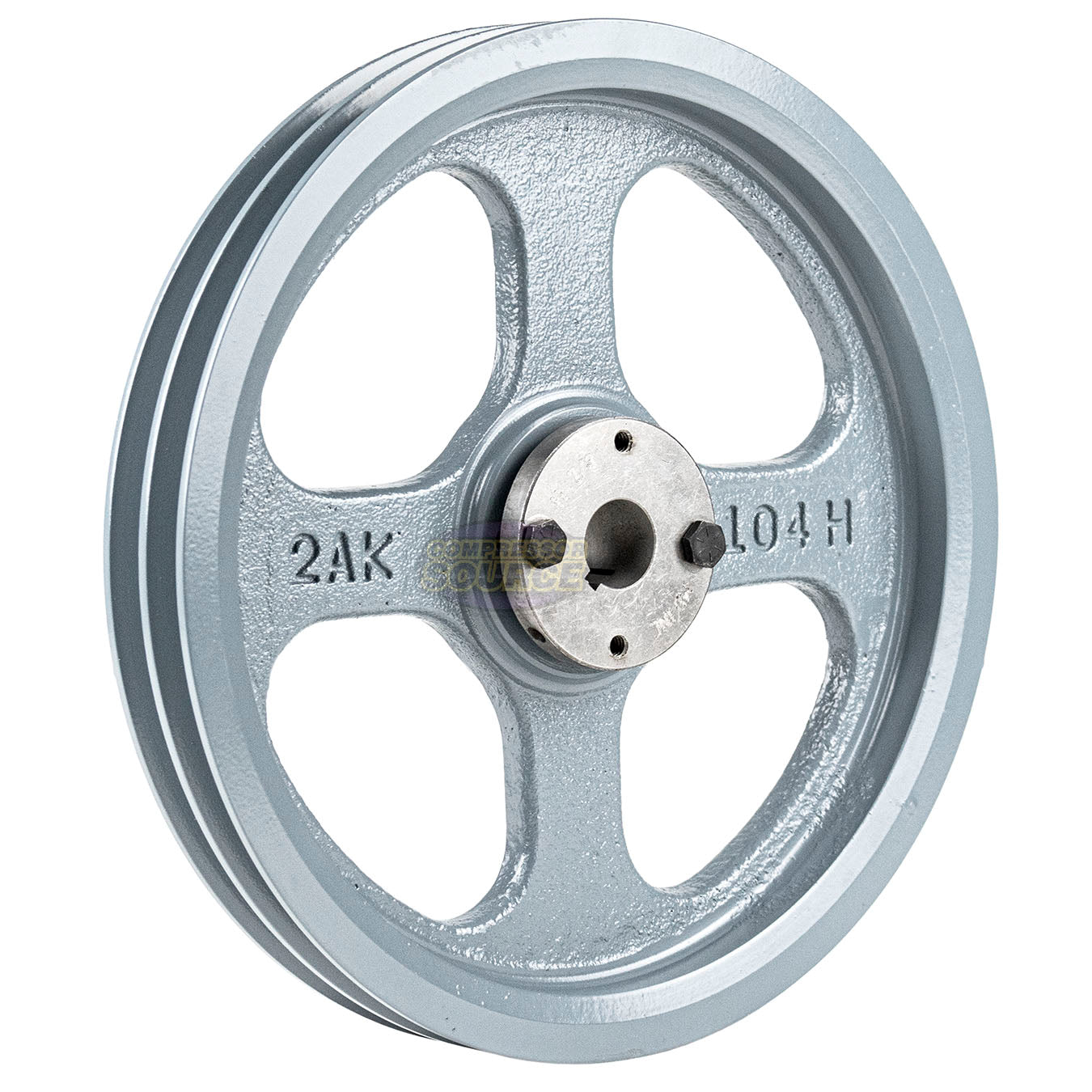 10.25" Double Groove A Section 4L Sheave with 7/8" (0.875") H-Style Split Taper Bushing - 2AK104H