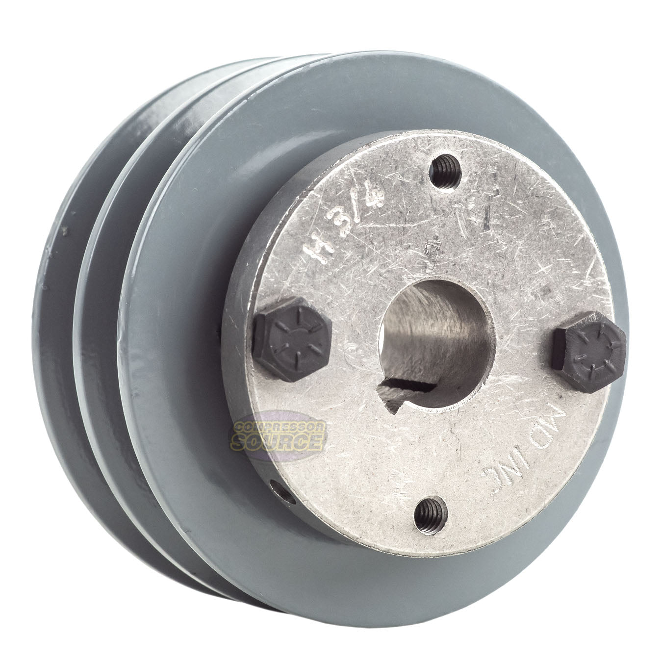 3.5" Double Groove A Section 4L Sheave with 3/4" (0.750") H-Style Split Taper Bushing - 2AK34H