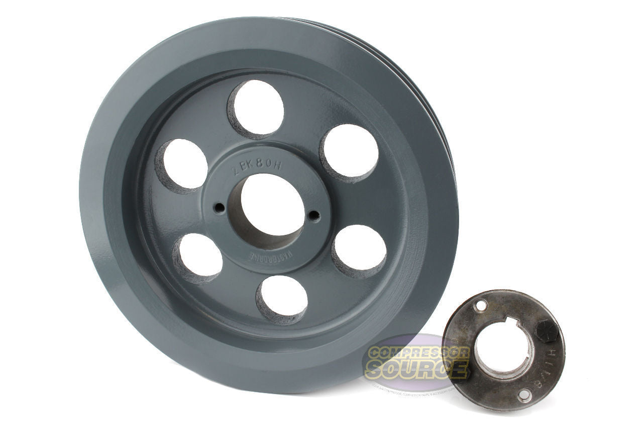 7.75" Double Groove B Section 5L Sheave with 5/8" (0.625") H-Style Split Taper Bushing - 2BK80H