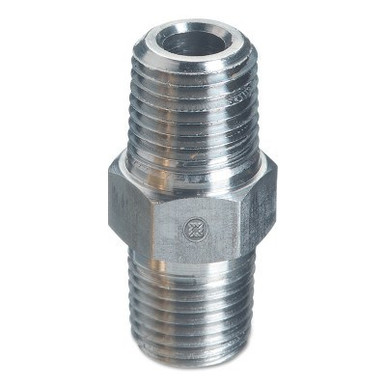 Western Enterprises Pipe Thread Hex Nipples, 6000 PSIG, Stainless Steel, 1/4 in NPT Male, 1 EA, #B4SS