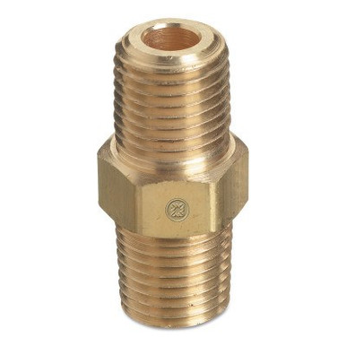 Western Enterprises Pipe Thread Hex Nipples, 3000 PSIG, Brass, 1/8 in NPT Male, 25 EA, #B2HP