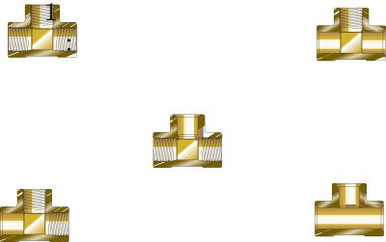 Western Enterprises Pipe Tees, Tee Adapter, 3000 PSIG, Brass, 1/2 in (NPT) Female, 1 EA, #WHF414