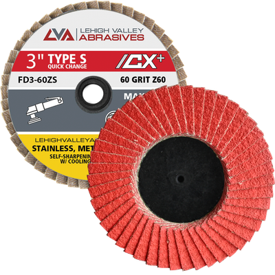 3"Quick Change Flap Discs | Type S | 40 Grit Ceramic | LVA FD3-40CS