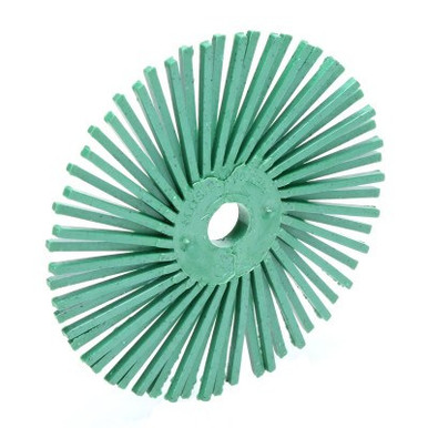 3M Scotch-Brite Radial Bristle Brushes, 3 in Dia, 3/8 in Arbor, Ceramic, 1 EA, #7100138323