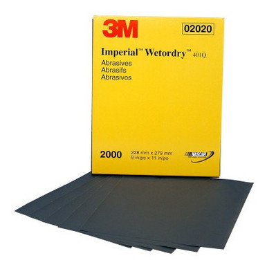 3M Wetordry Paper Sheets, Silicon Carbide, 1500 Grit, 11 in Long, 50/BX, #7100045849