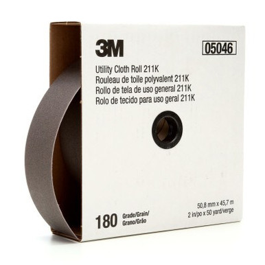 3M 211K Utility Cloth Rolls, 2 in, 50 yd, 180 Grit, 1 EA, #7000118342