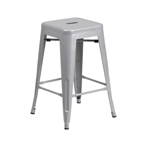 Flash Furniture 24" Metal Stool, Silver