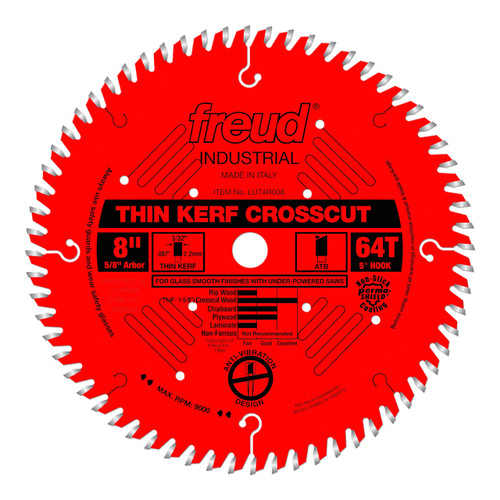 Freud Industrial CT Thin Kerf Ultimate Crosscut Saw Blade 8" x 64T
