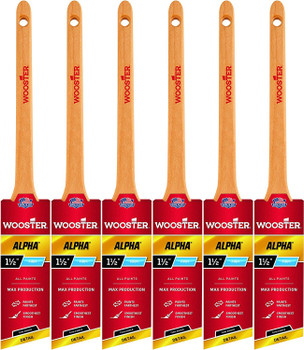 Wooster Genuine 1.5" Alpha Thin Angle Sash Paintbrush 6-Pack, 4230-1.5-6PK