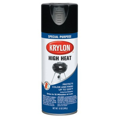 Krylon Industrial High Heat BBQ & Stove Paints, 12 oz Aerosol Can, Black, 6 CN/CA, #K01618777