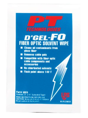 PT Technologies D'Gel-FO Fiber Optic Solvent Wipes, 1 EA, #61200