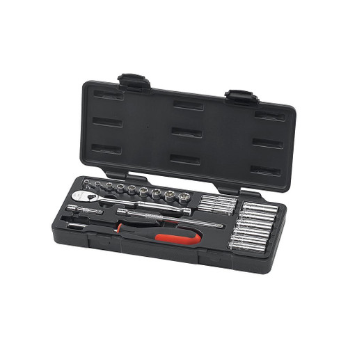 GearWrench 1/4" Drive 6- & 12-Point Standard & Deep SAE Sockets, 22-Piece Set