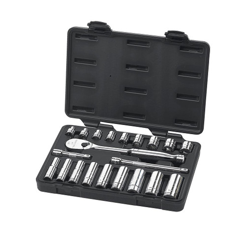GearWrench 3/8" Drive 6- & 12-Point Standard & Deep SAE Sockets, 21-Piece Set