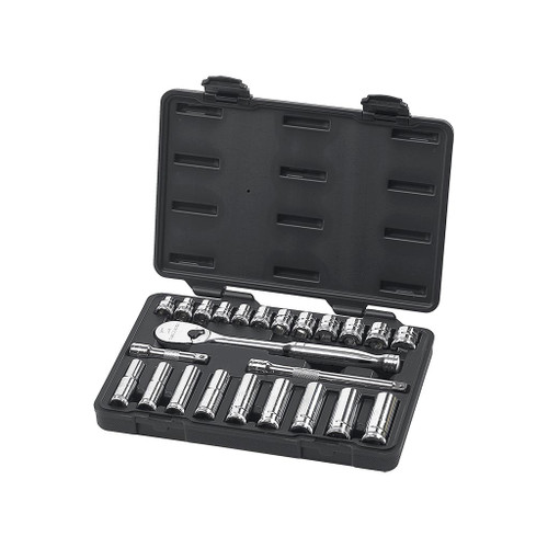 GearWrench 3/8" Drive 6 & 12-Point Standard & Deep Metric Sockets, 24-Piece Set