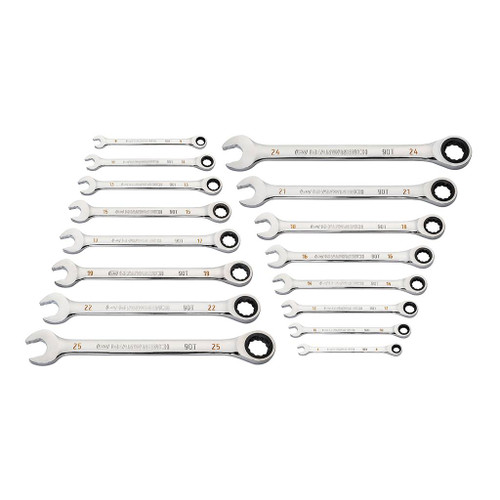 GearWrench 12-Point Combination Metric Ratcheting Wrench Set, 16-Piece