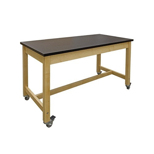 Hann Collaboration Table, 30" x 60" with 1-1/4" Black HPL Top