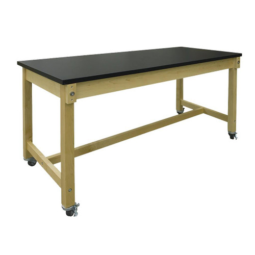 Hann Collaboration Table, 30" x 72" with 1-1/4" Black HPL Top