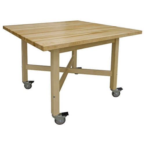 Hann 4-Student Table, 48"W x 48"D x 36"H, Maple Top, Casters