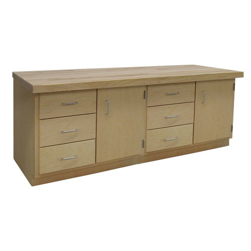 Hann Wall Bench 24"D x 72"W x 36"H, 1-3/4" Maple Top, Casters
