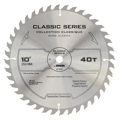 Irwin Classic Series Saw Blade 10" x 40T