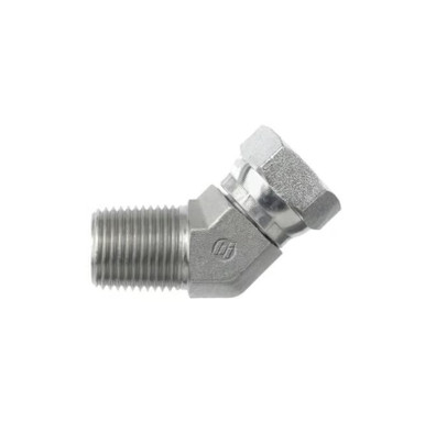 Stainless Steel Adapter, 1/4 NPTF Male x 1/4 NPSM Female Pipe Swivel 45 degrees