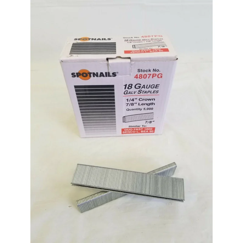 4807 PG 18 Gauge Narrow Crown 1/4″ X 7/8″ Leg ( “L” Series ) Staples 5,000/Bx