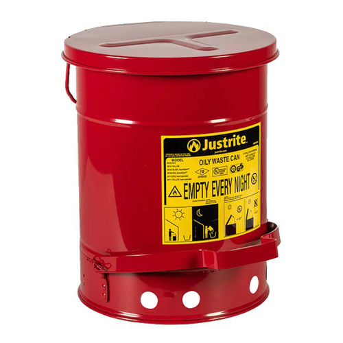 Justrite Oily Waste Can, 6 Gal.