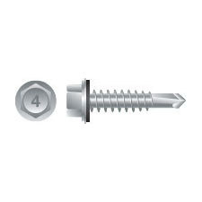 #12-14 x 2-1/2" Self-Drilling 410 Stainless Steel Unslotted Indented Hex Washer Head, Passivated & Waxed w/Bonded NEO-EPDM Screw , #3-Point (1000/Bulk Pkg)