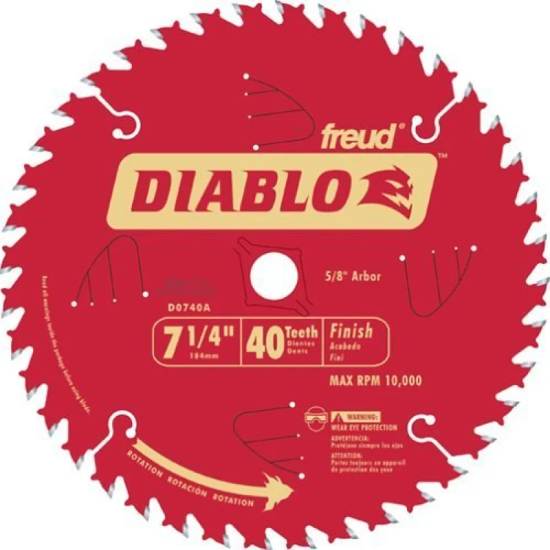 5 Pack Freud D0740A Diablo 7-1/4″ x 40-Tooth Finishing Circular Saw Blade with 5/8″ Arbor and Diamond Knockout (Bulk Single Blade)