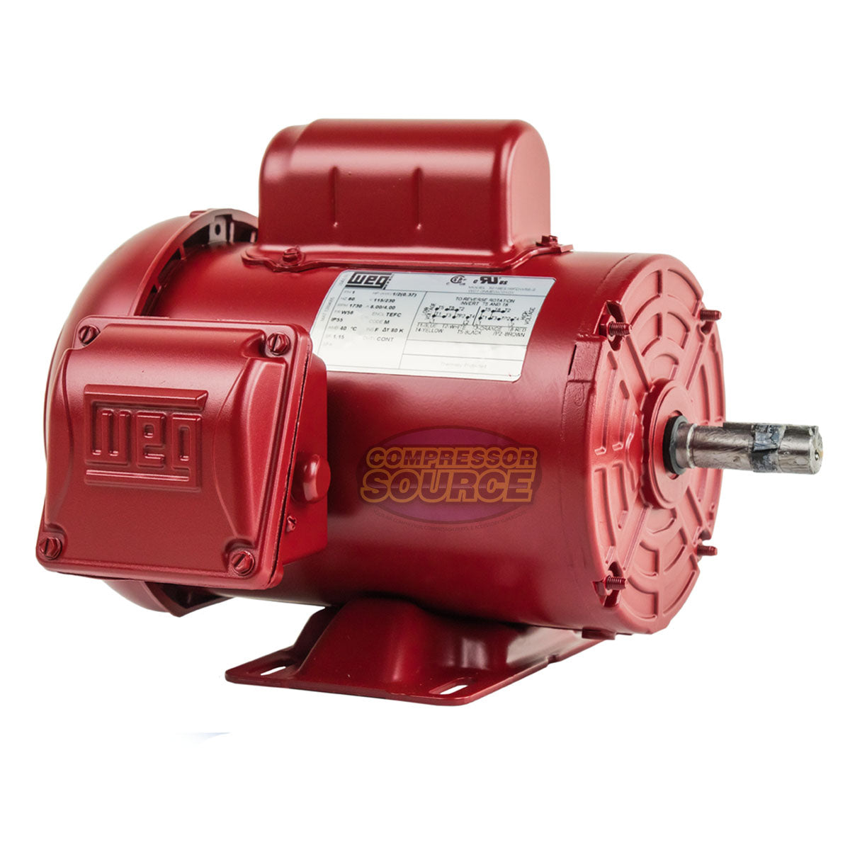 WEG 1/2 HP 1 Phase Farm Duty Electric Motor 1730 RPM W56 Frame 115-230V TEFC .5018ES1RFDW56-S