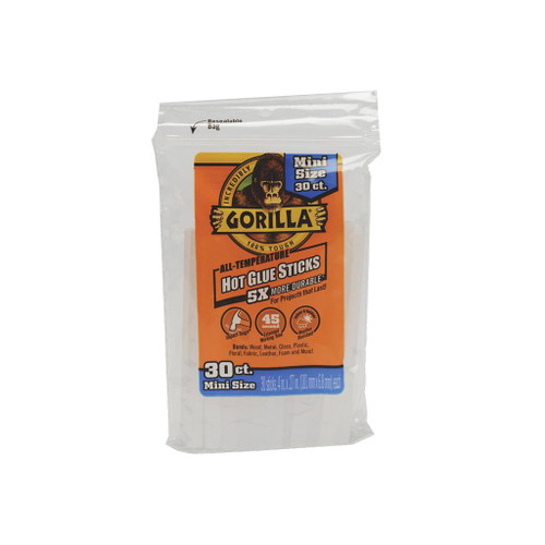 Gorilla Mini Hot Glue Sticks, .27" x 4", 30-Pack
