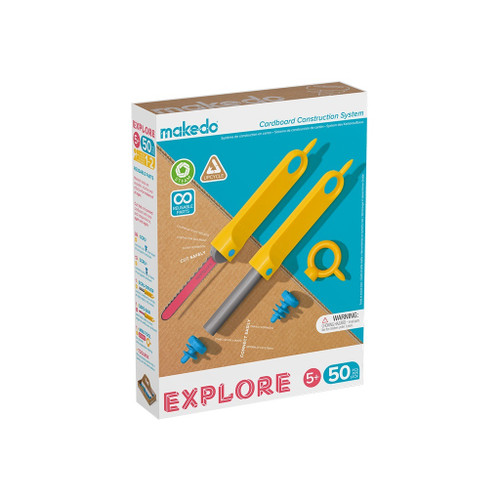 Makedo Cardboard Construction Explore Kit, 50-Piece
