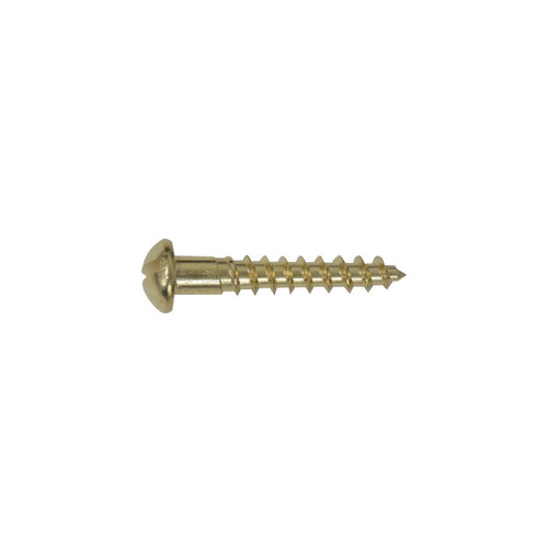 Hillman Slotted Round Head Wood Screws Brass, 6, 1"
