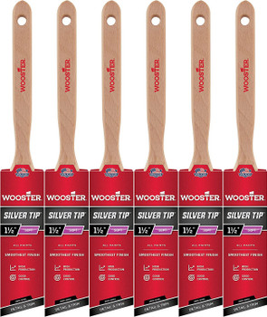 Wooster Genuine 1.5" Silver Tip Semi-Oval Angle Sash Paintbrush 6-Pack # 5228-1.5-6PK