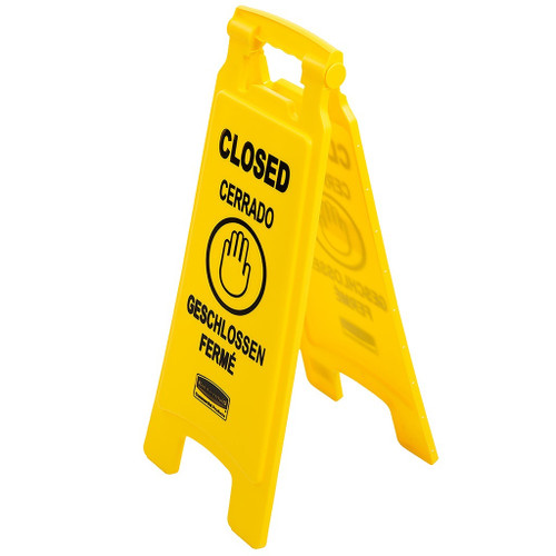 Rubbermaid Multilingual Closed Floor Sign, Yellow