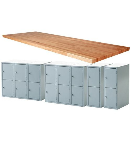 Midwest 16 Locker Work Bench, 108"L x 2-1/4"T