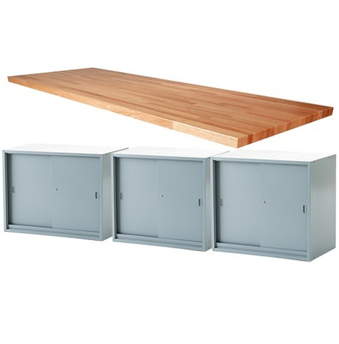 Midwest Work Bench with 3 Sliding Door Units, 1-3/4" Top