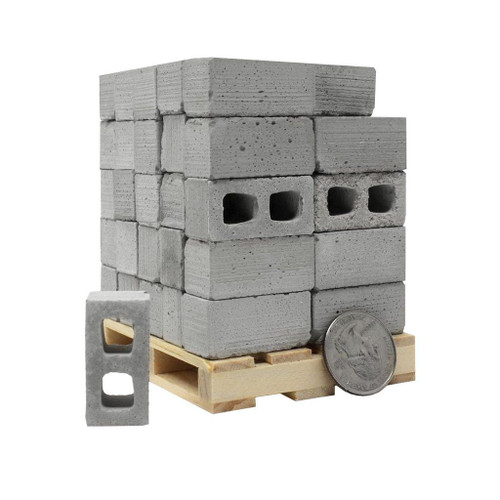 Mini Materials 1:12 Scale Mini Cinder Block Pallet, 50-Pack