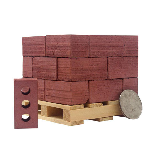Mini Materials 1:6 Scale Mini Red Brick Pallet, 24-Pack