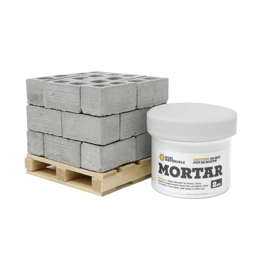 Mini Materials 1:12 Scale Cinder Block Pallet Kit and Mortar
