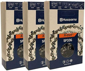 Husqvarna Genuine OEM 3 Pack 20" X-CUT SP33G, .325" pitch, .050 gauge 80DL Chainsaw Chains - 581643680-3PK
