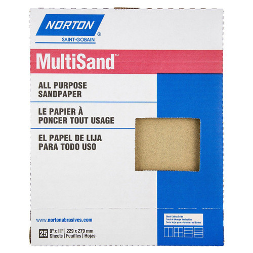 Norton MultiSand Adalox Sanding Sheets, 9" x 11", 120-Grit, Qty. 25