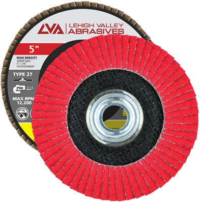 5" x 5/8"-11 Threaded Ceramic High Density Flap Disc Flat | 40 Grit T27 | LVA CFFTS50J040CP