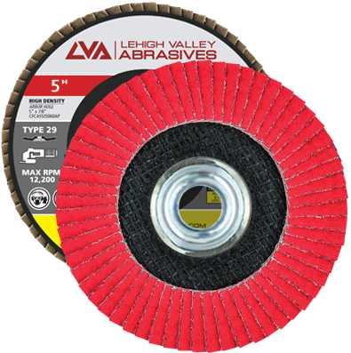 5" x 5/8"-11 Threaded Ceramic High Density Flap Disc Conical | 36 Grit T29 | LVA CFCTS50J036CP