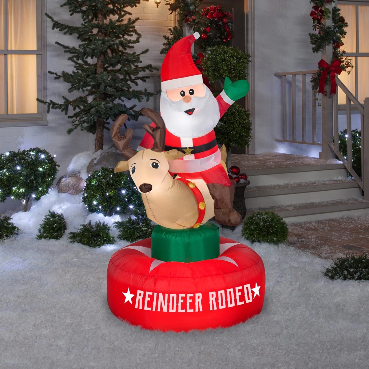 6.5' Animated Airblown Inflatable Reindeer Rodeo