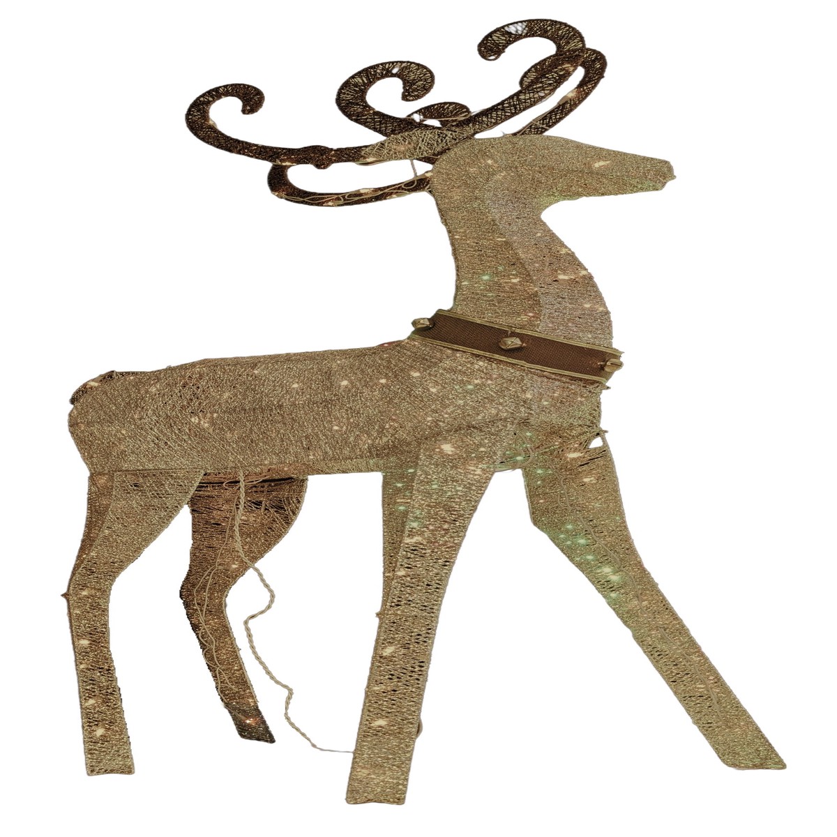 60" Champagne Gold Lighted Standing Deer Outdoor Christmas Decoration